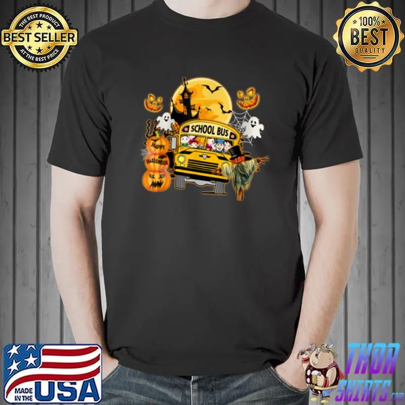 Original Bus Driver School Bus Halloween Costume With Pumpkin T Shirt Unisex