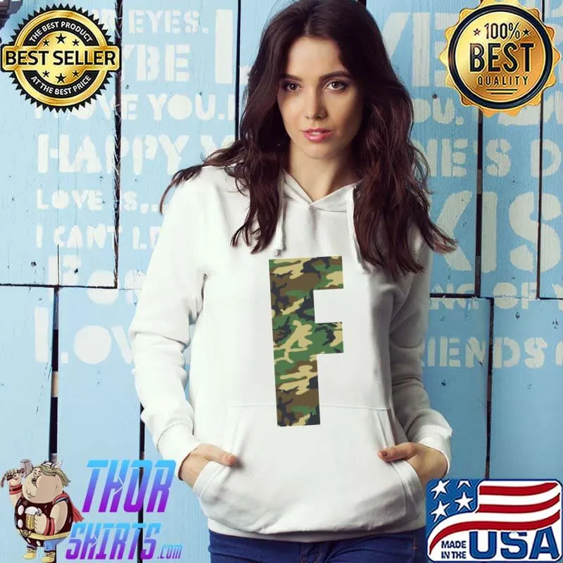 Original capital Letter F Initial - First Last Name Camo Monogram T-Shirt