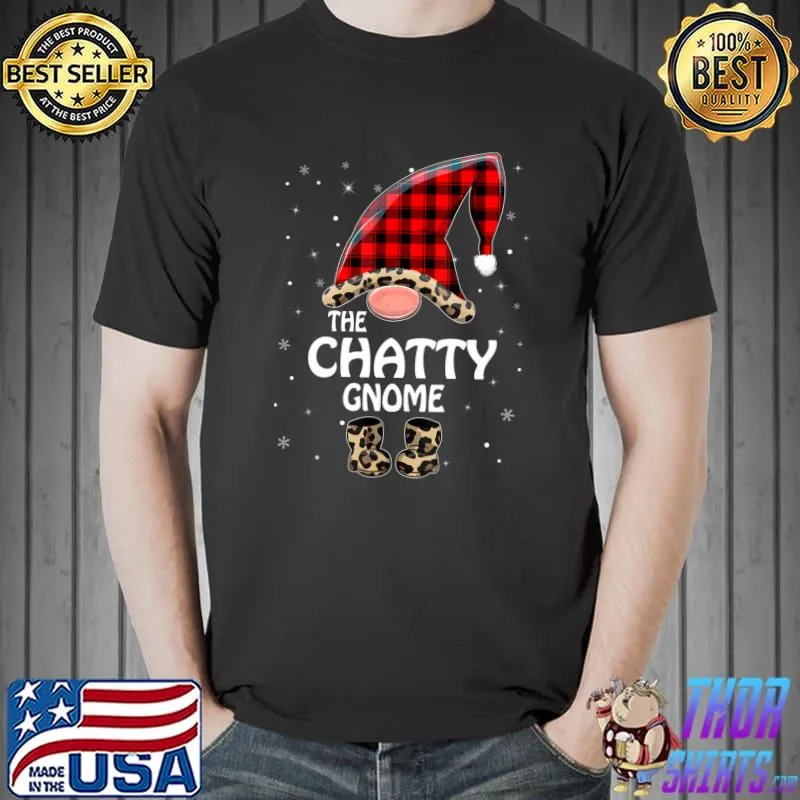Original chatty Gnome Buffalo Plaid Matching Family Christmas Pajama T-Shirt Unisex