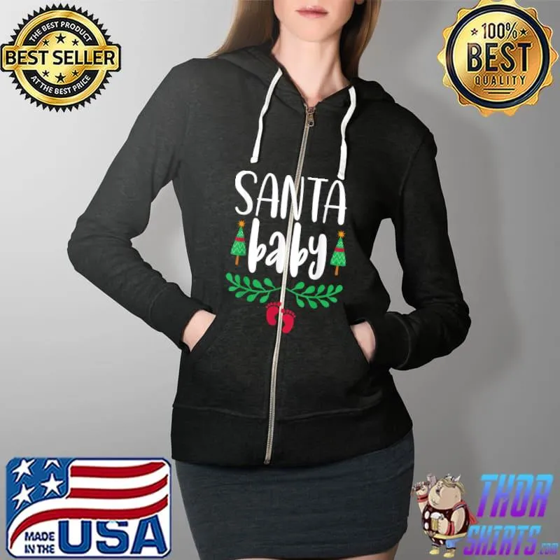 Original Christmas Funny Santa New Mama Baby Pregnancy Announcement T-Shirt Full Zip Hooded
