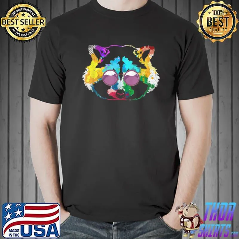 Original Colorful Sunglasses Cool Animal Trash Panda Racoon T Shirt Unisex