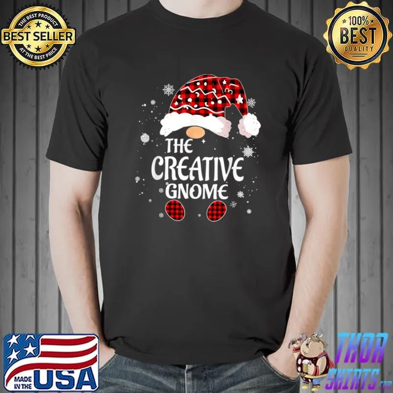 Original Creative Gnome Buffalo Plaid Matching Family Christmas T-Shirt