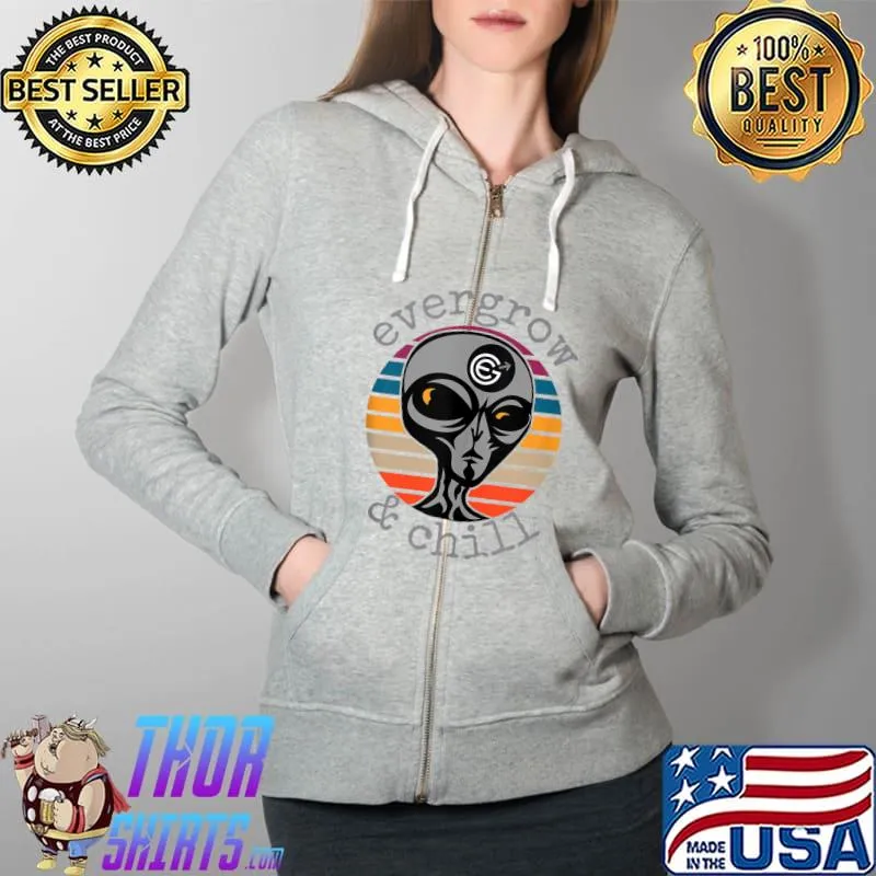 Original everGrow Coin EGC Alien UFO Crypto T-Shirt Full Zip Hooded