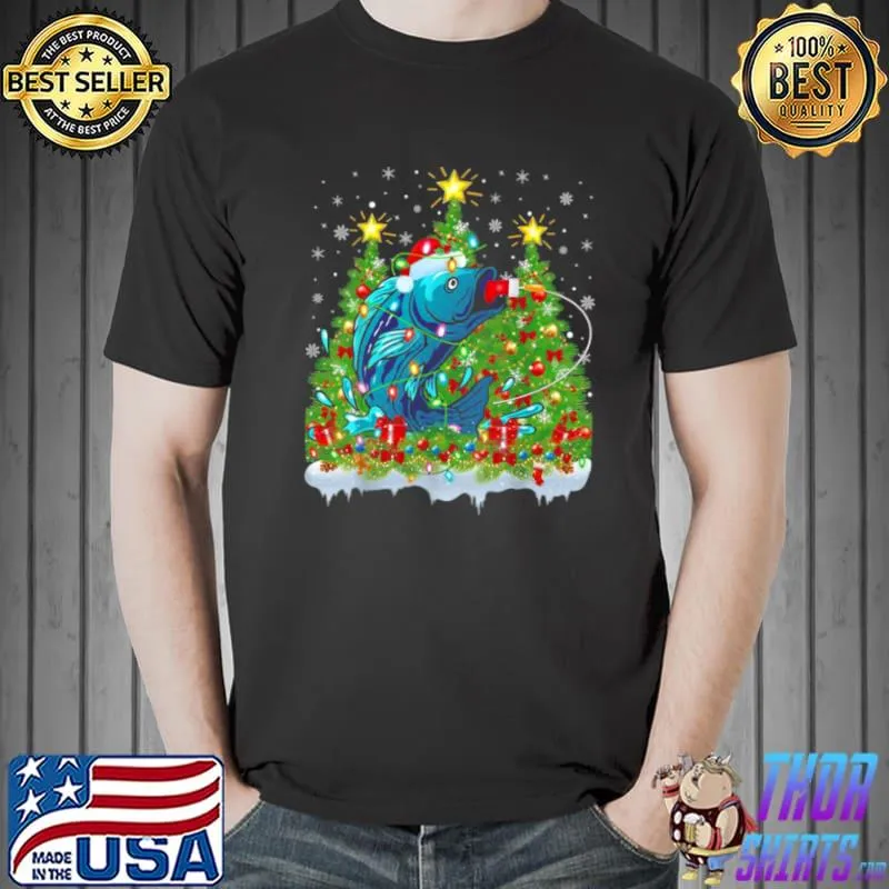 Original Fishing Lighting Xmas Tree Fishing Christmas Shirt