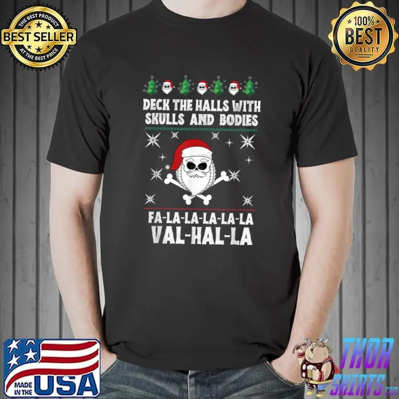 Original funny deck the halls with skulls chrismas tree men wowen T-Shirt Unisex