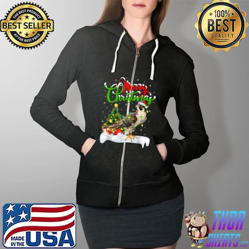 Original Funny Falcon Bird Lover Xmas Lighting Falcon Christmas T Shirt Full Zip Hooded
