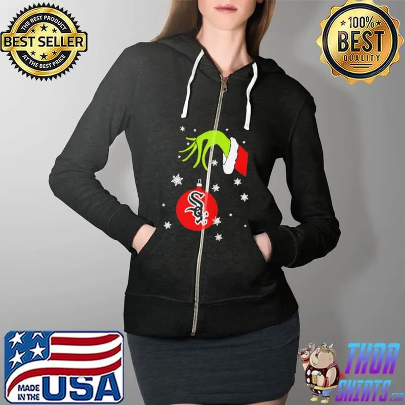 Original Grinch hand holding ornament chicago white sox snowflake christmas Full Zip Hooded
