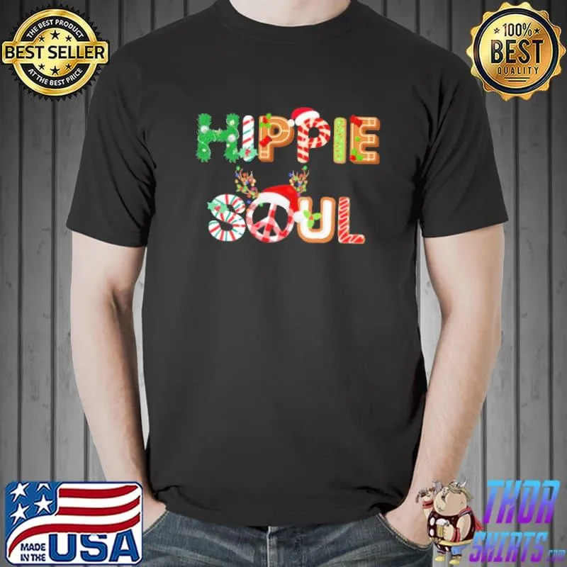 Original Hippie Soul Peace Sign Santa Hat Christmas Shirt Unisex