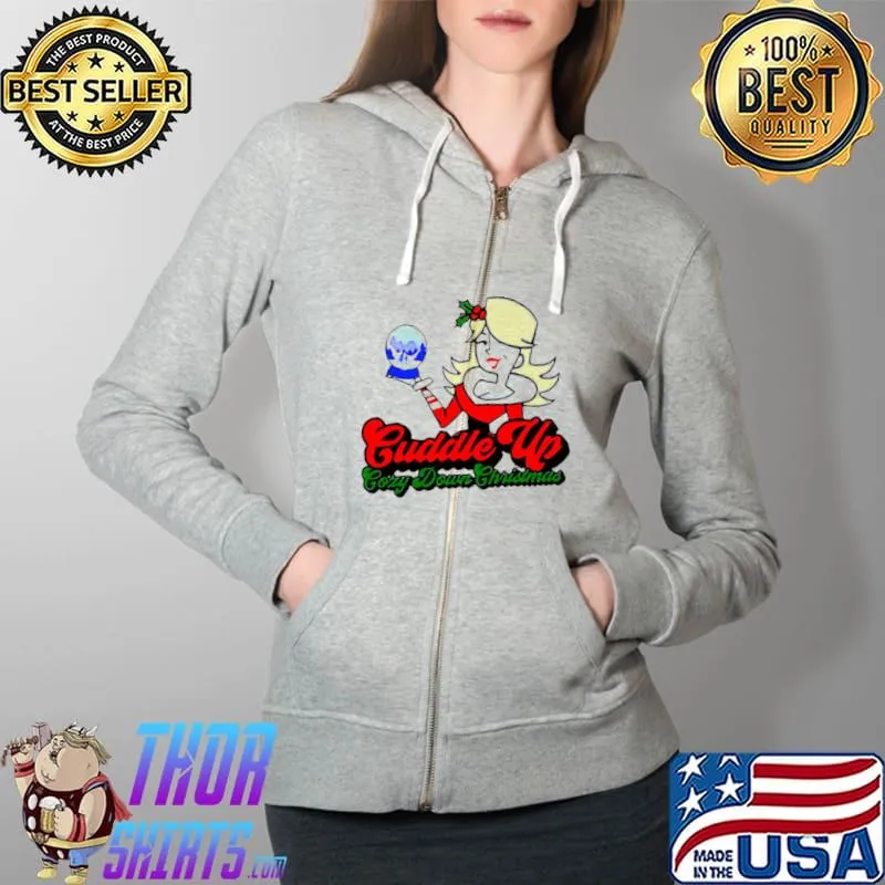 Original Holly Dolly Parton Cuddle Up Cozy Down Christmas Sweat T Full Zip Hooded