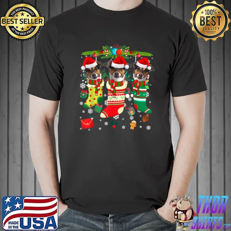 Original Jack Russell Terrier Christmas Socks Funny Pajama Xmas Dog T Shirt Unisex