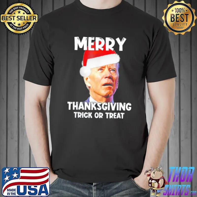 Original joe Biden Santa Hat Merry Thanksgiving Christmas T-Shirt