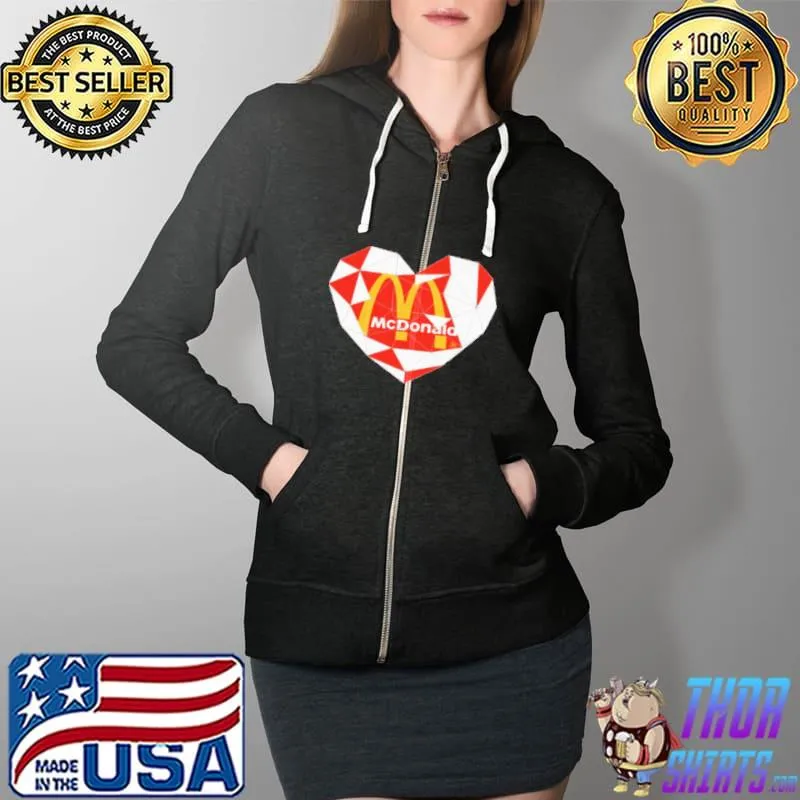 Original Mcdonald'S Logo Heart Diamond T-Shirt Full Zip Hooded
