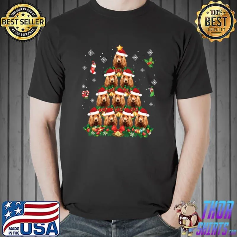 Original merry Christmas English Cocker Spaniel Dog Santa Tree Pajama T-Shirt Unisex