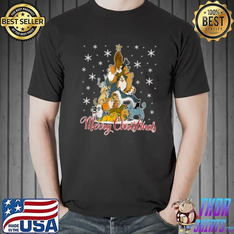 Original Merry Christmas Tree Dogs Dog Lover Funny T Shirt Unisex