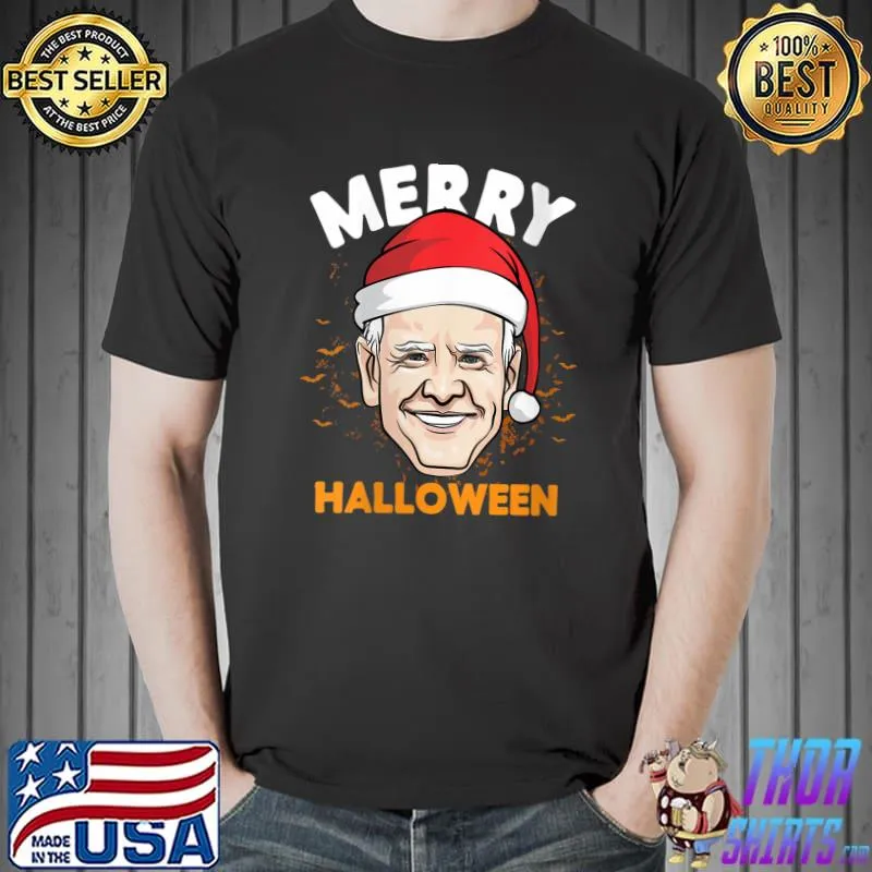 Original Merry Halloween Confused Joe Biden Santa Claus T-Shirt Unisex
