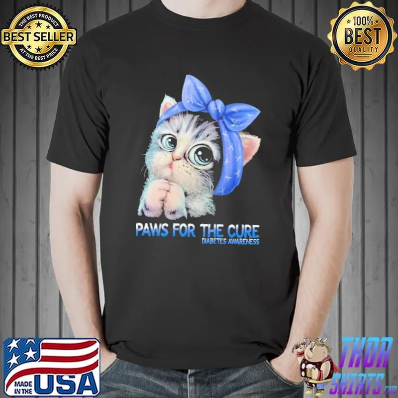 Original paws For The Cure Diabetes Awareness Shirt Unisex
