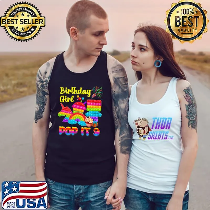 Original Pop It 9 Birthday Girl Pop Party Graphic Unicorn Gift Girls Premium T-Shirt Tank Top