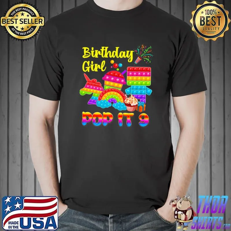 Original Pop It 9 Birthday Girl Pop Party Graphic Unicorn Gift Girls Premium T-Shirt Unisex