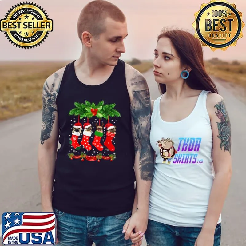 Original Pug In Christmas Sock Funny Dog Lover T-Shirt Tank Top