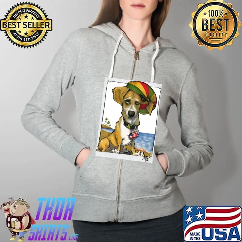 Original Saplak Dog With Beach American Flag Shirt