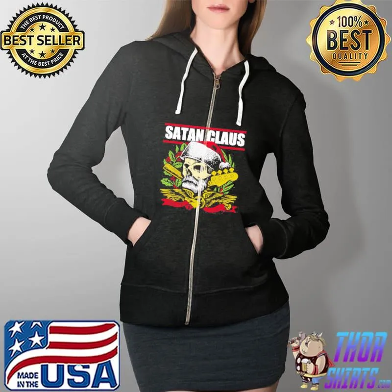 Original Satan Claus Rock Xmas Skull Unisex T-Shirt Full Zip Hooded