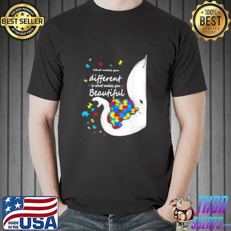 Original What Makes You Different Elephant Mom Autism Awareness Unisex T-Shirt