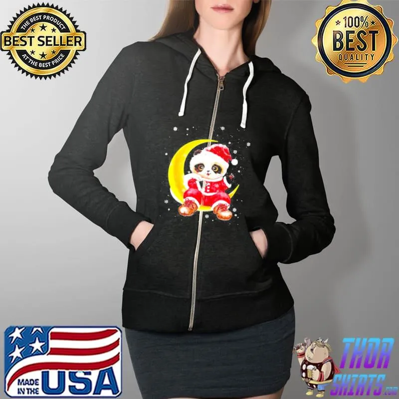 Panda cute santa christmas moon s Full Zip Hooded