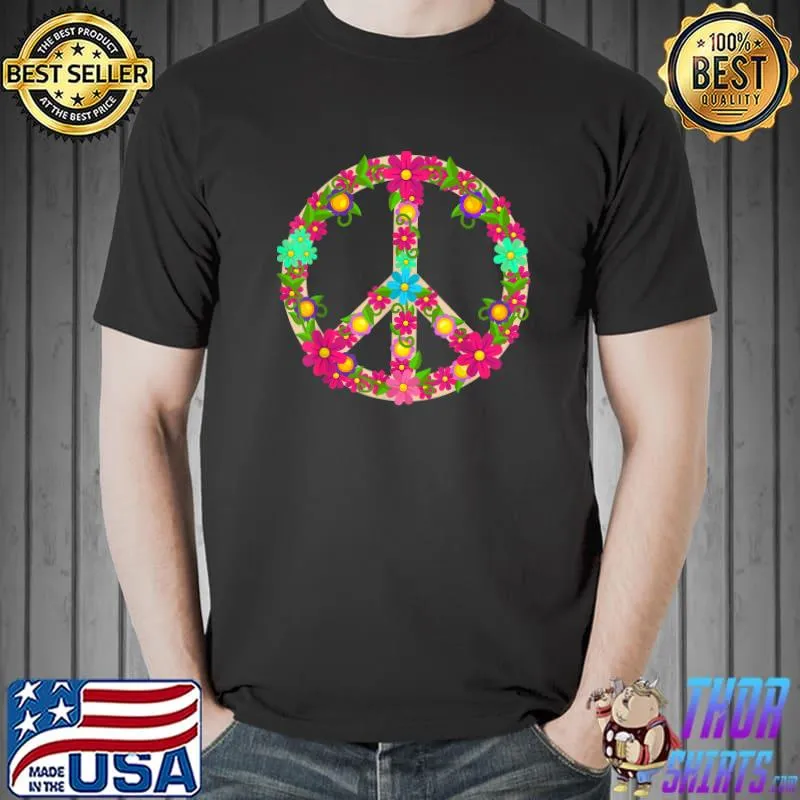 Peace Love T-Shirt Hippie Costume Tie Die 60s 70s T-Shirt Unisex