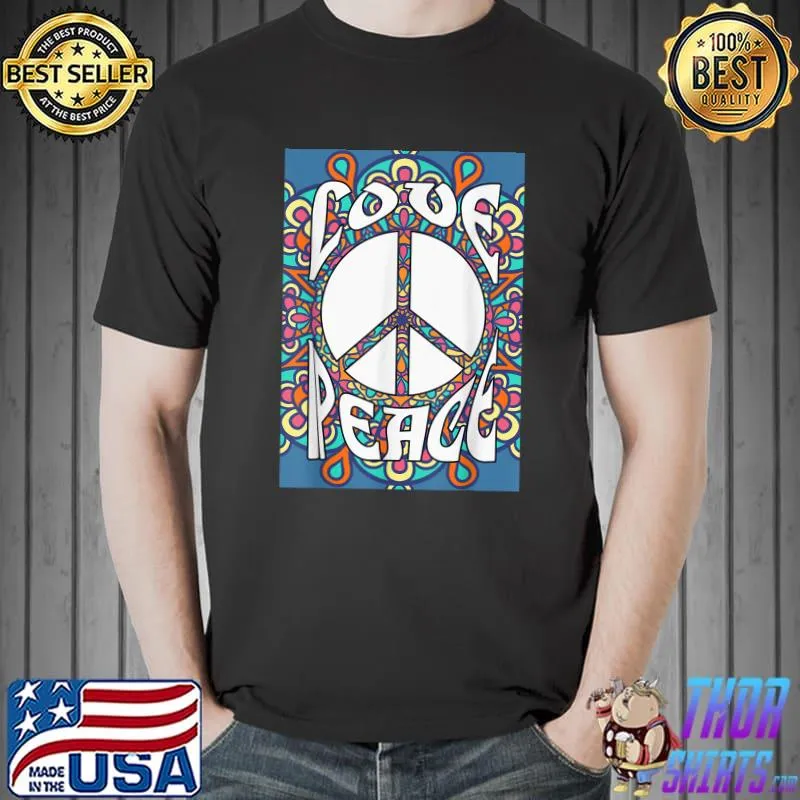 PEACE SIGN LOVE T Shirt 60s 70s Tie Dye Hippie Costume T-Shirt Unisex