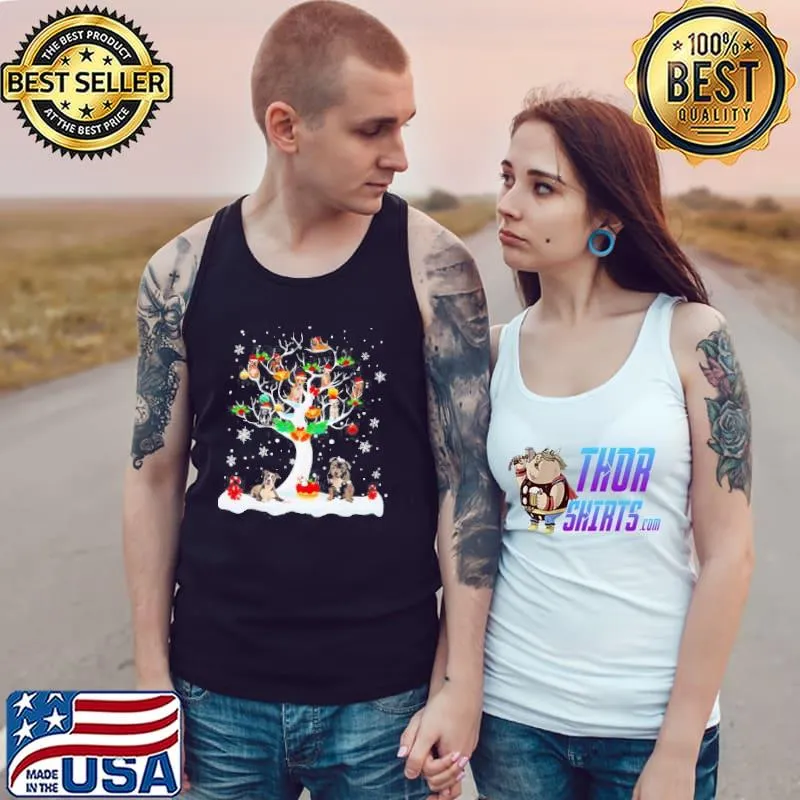 PITBULL DOGS MERRY CHRISTMAS TREE SHIRT Tank Top