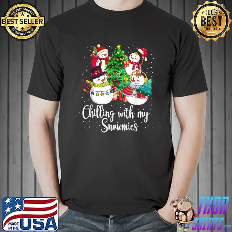 Plaid Leopard Rainbow Funny Chilling with my Snowmies T-Shirt Unisex