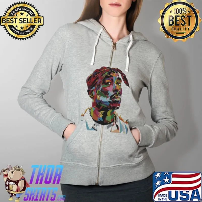 Premium 2PAC Tupac Shakur Hip Hop Rapper Shirt Full Zip Hooded