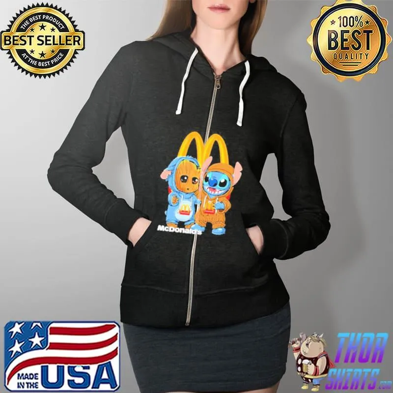 Premium Baby Groot and Stitch Mcdonald’s Full Zip Hooded