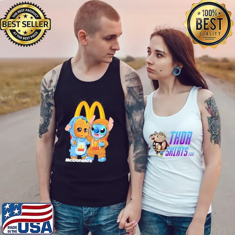 Premium Baby Groot and Stitch Mcdonald’s Tank Top