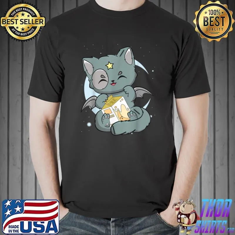 Premium banana Milk Anime Kawaii Pastel Goth Cute Creepy Witchy Cat T-Shirt Unisex
