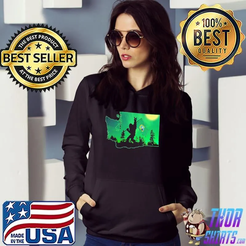 Premium Bigfoot Rock And Washington Flag Shirt