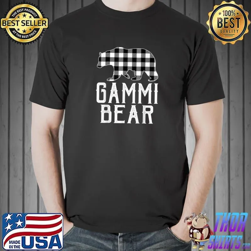 Premium black And White Buffalo Plaid Gammi Bear Christmas Pajama T-Shirt Unisex