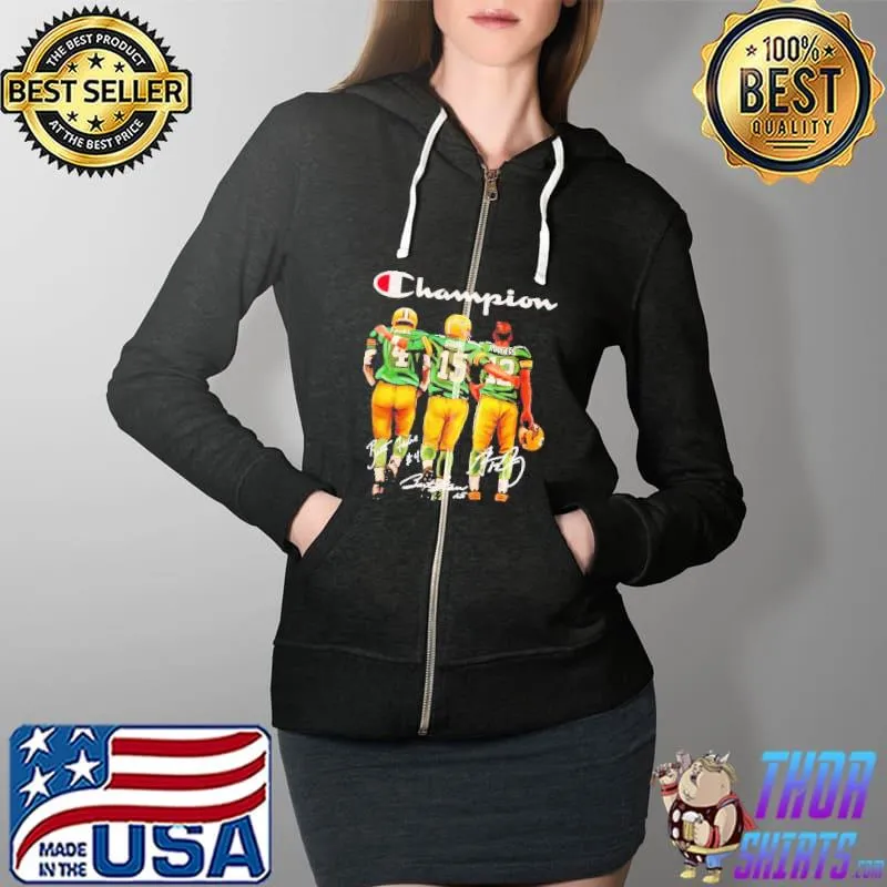 Premium Champion Brett Favre Bart Starr Aaron Rodgers Signatures Shirt Full Zip Hooded