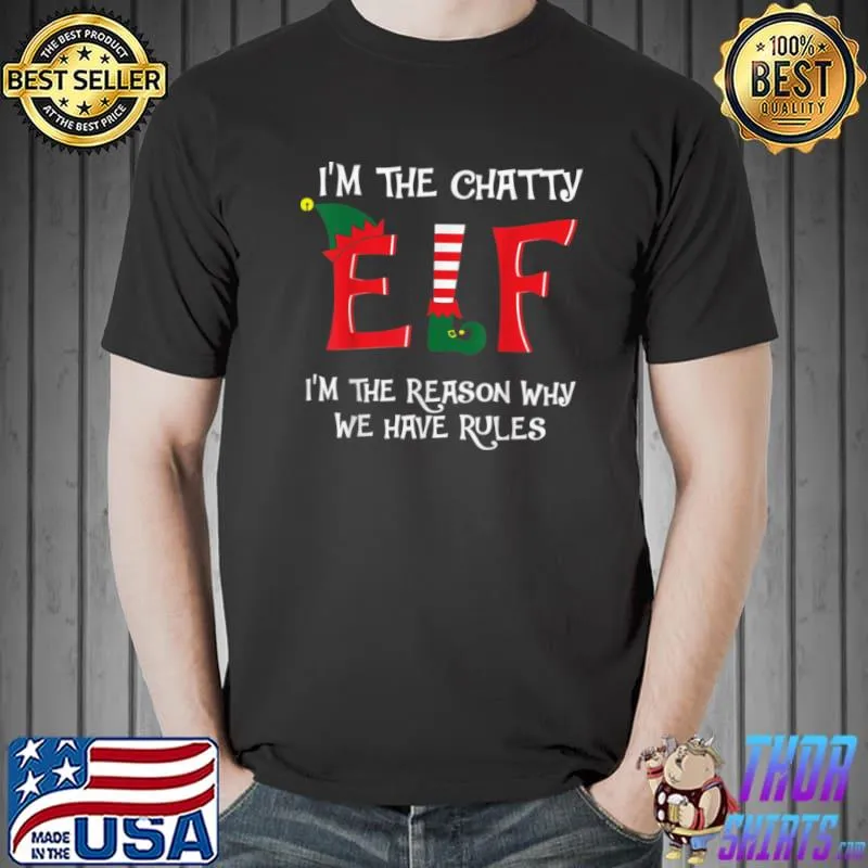 Premium Chatty Elf Matching Family Group Christmas Party Pajama T Shirt Unisex