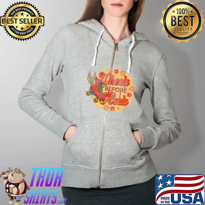 Premium cool Roller Skating Skate Girl 1970S Retro Vintage T-s Full Zip Hooded