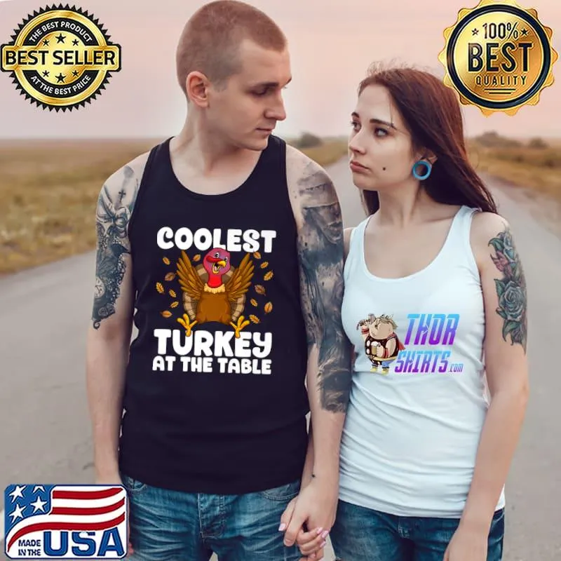 Premium Coolest Turkey At The Table Thanksgiving Friendsgiving Kids Premium T-Shirt Tank Top