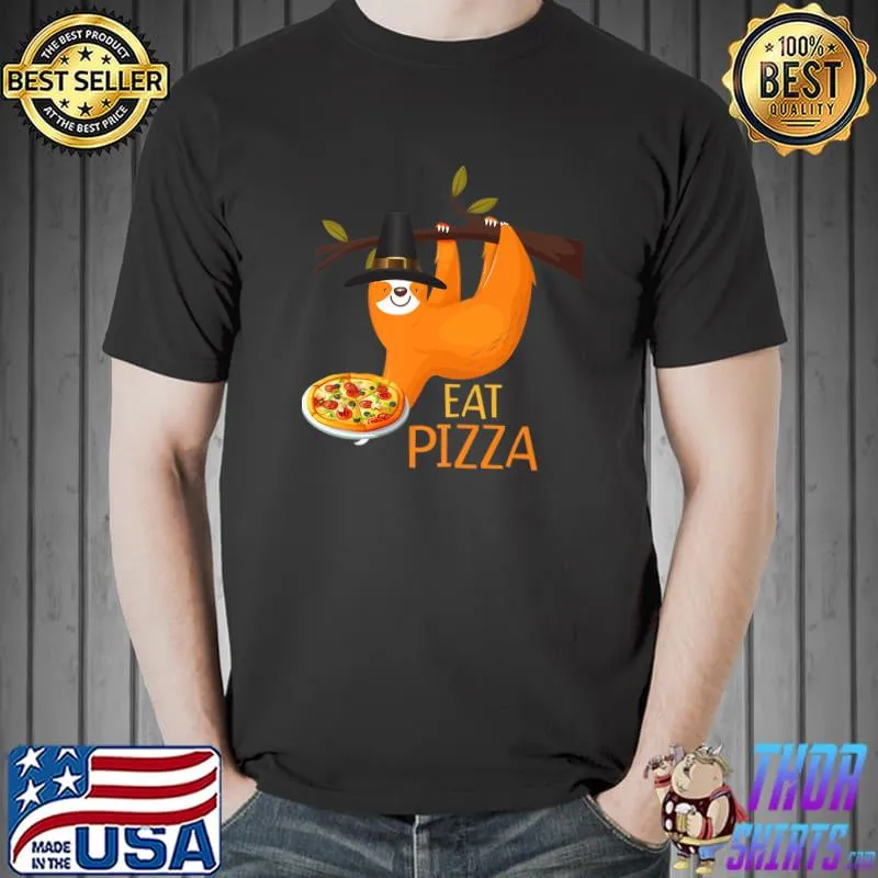 Premium cute Sloth Eat Pizza Adult Vegan Kids Funny Thanksgiving Premium T-Shirt Unisex