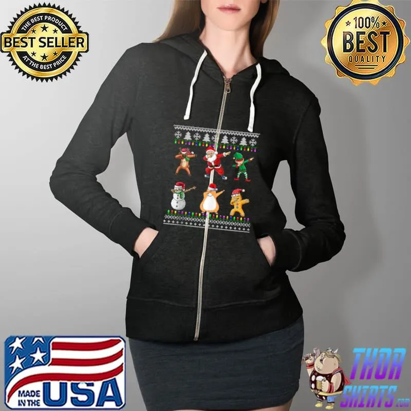 Premium dabbing Santa Elf Guinea Pig Friends ChristmasT-Shirt Full Zip Hooded