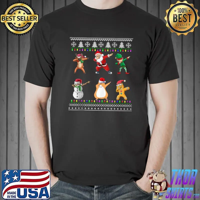 Premium dabbing Santa Elf Guinea Pig Friends ChristmasT-Shirt Unisex