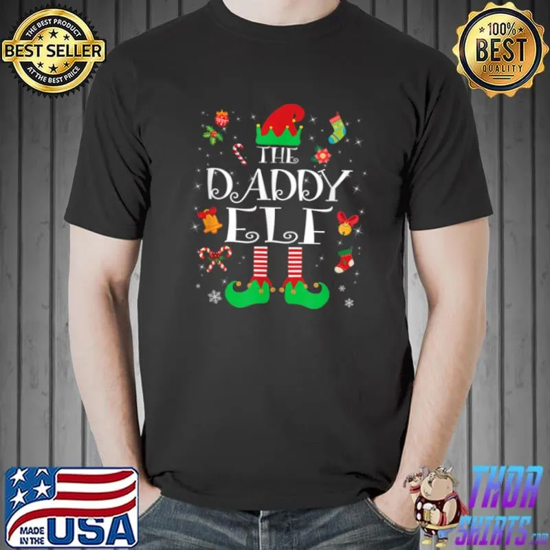 Premium Daddy ELF Funny Christmas Family Matching Group Ugly T Shirt Unisex