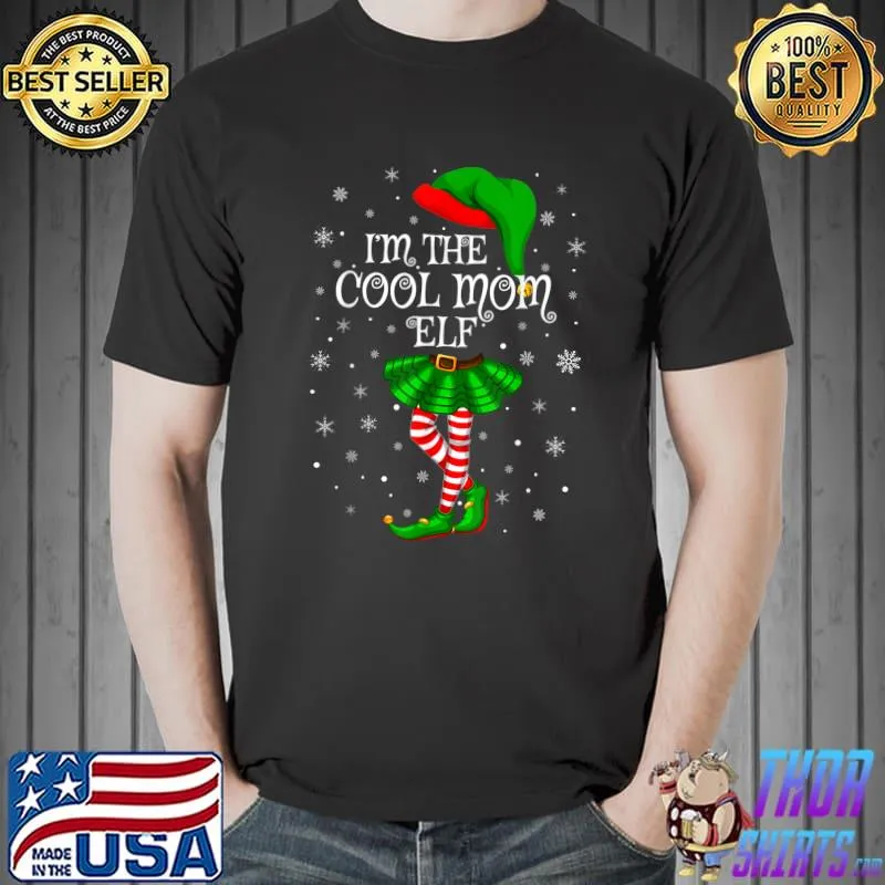 Premium family Matching Women Girls I'm The Cool-Mom Elf Christmas T-Shirt Unisex
