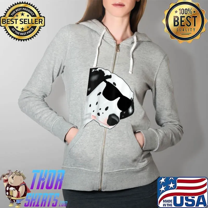 Premium funny Dalmatian Dog with Sunglasses T-Shirt Full Zip Hooded