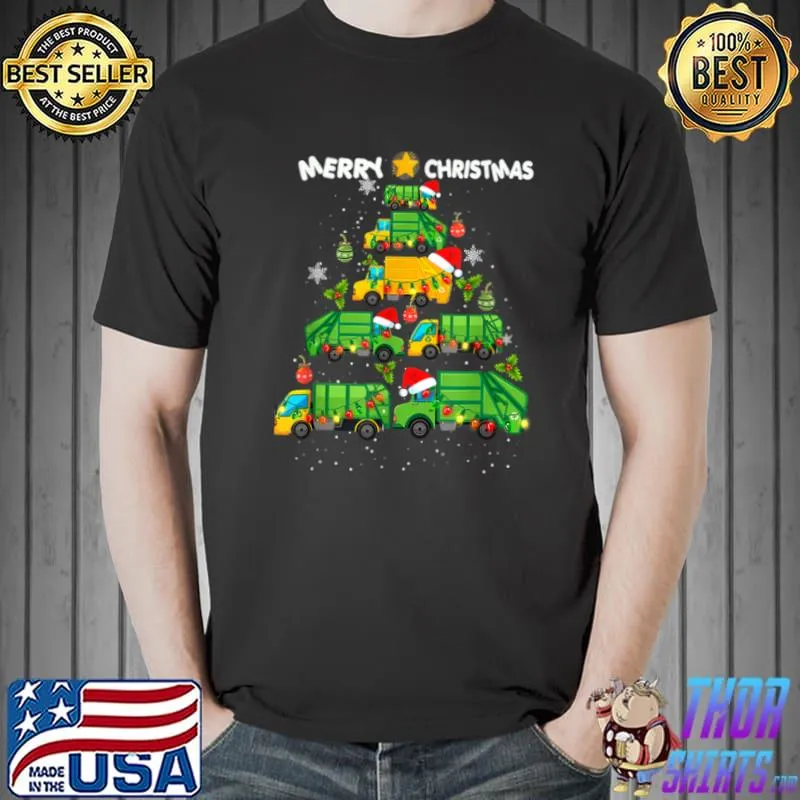 Premium Funny Garbage Truck Christmas Tree Ornament Decor Boys Kids T Shirt Unisex