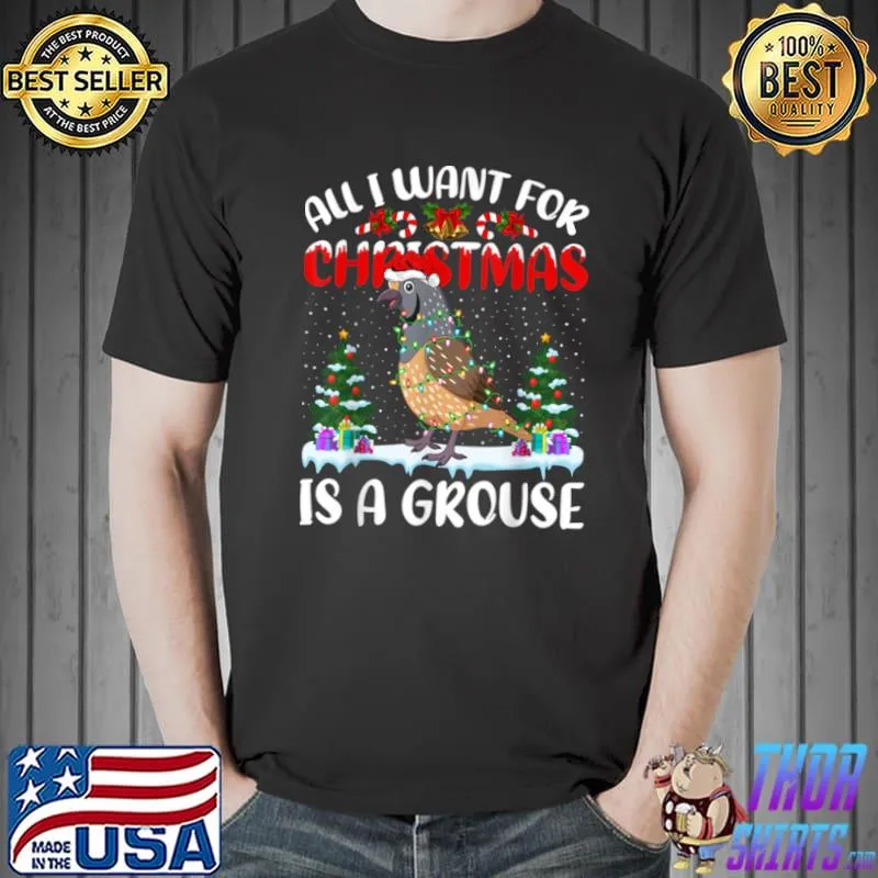 Premium Funny Santa Hat All I Want For Christmas Is A Grouse T Shirt Unisex