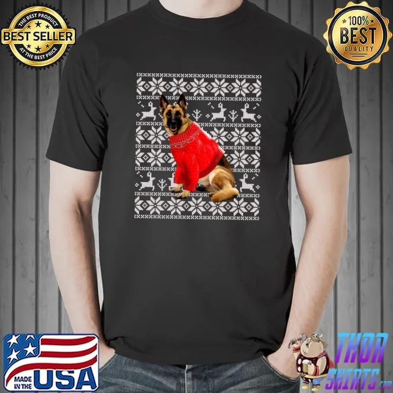Premium german Shepherd Ugly Sweater Christmas Shirt Funny Dog Lover T-Shirt Unisex